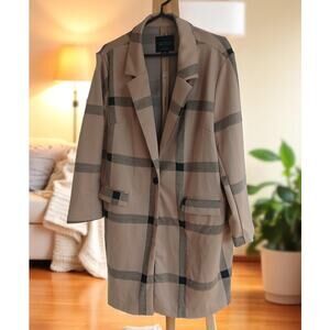 (60% OFF) Sanctuary NEW Catalina Tan & Black Camel Plaid Coat Size 1X MSRP $180